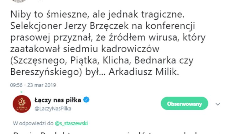 Milik źródłem wirusa w kadrze według Brzeczka? Oficjalny profil ŁNP odpowiada